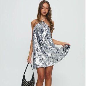 Princess Polly Silver Sequin Mini Dress